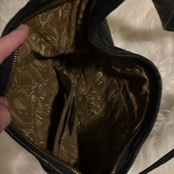 Vtg Hobo International Large Pebbled Leather Teardrop Crossbody Sling black - Picture 4 of 12